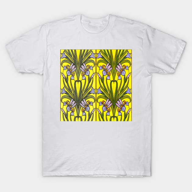 relief design with stylized flowers vintage colorful print lilac T-Shirt by Marccelus